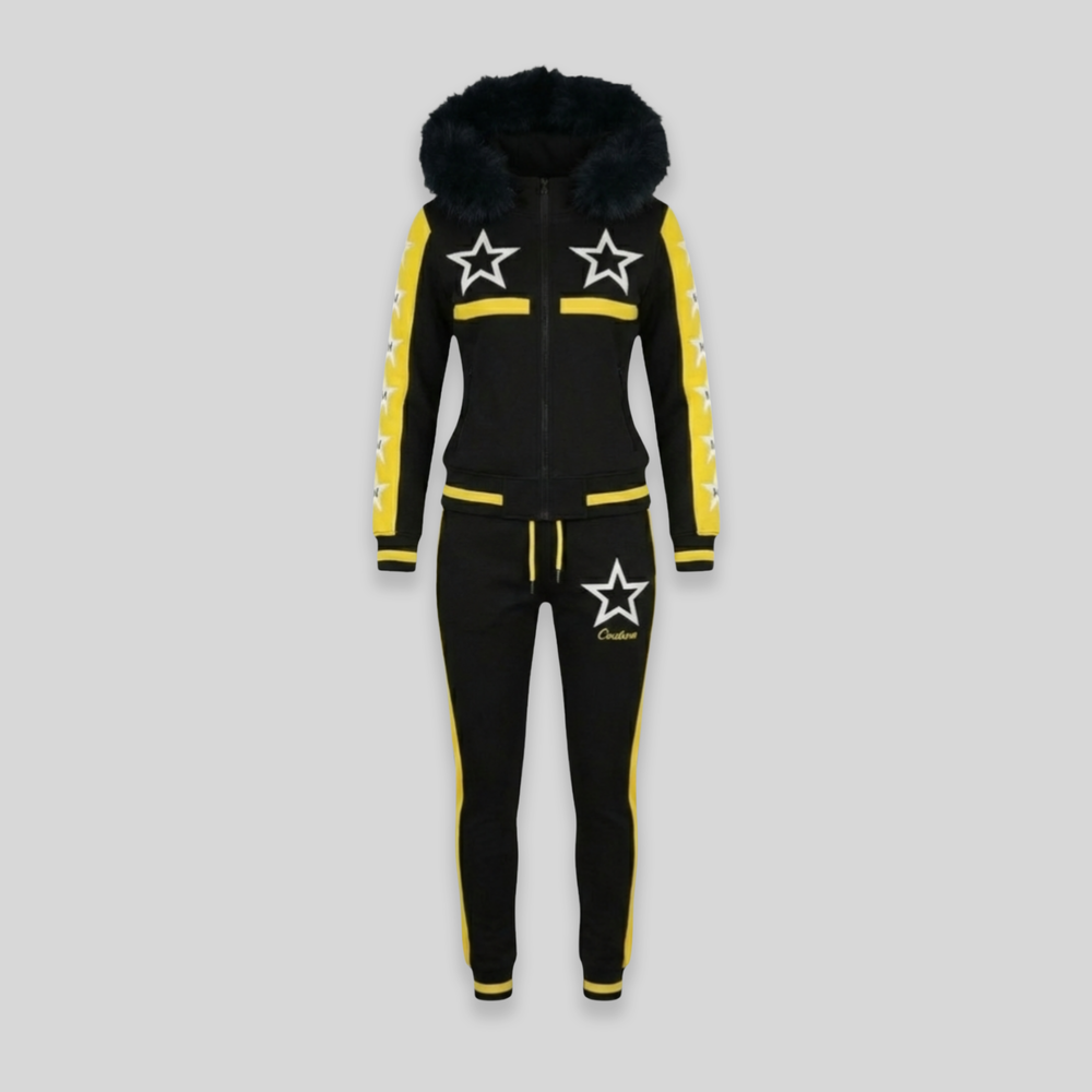 MDB Couture Women's M-Star Fur Hooded Sweatsuit