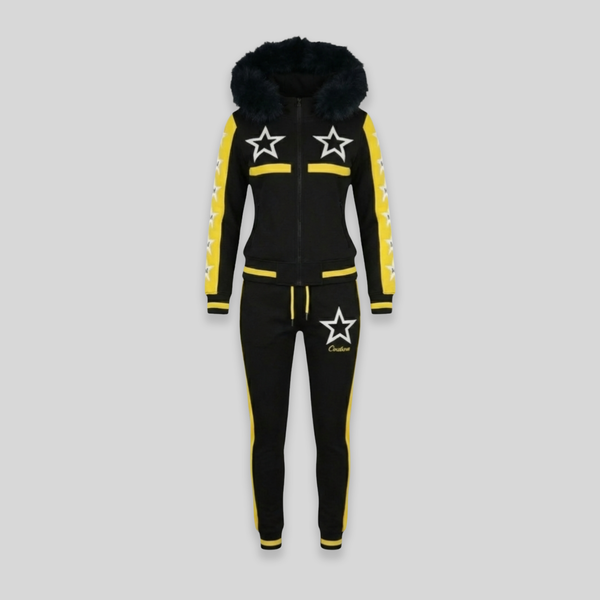MDB Couture Women's M-Star Fur Hooded Sweatsuit