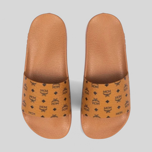 MCM Men's Monogram Print Rubber Slides