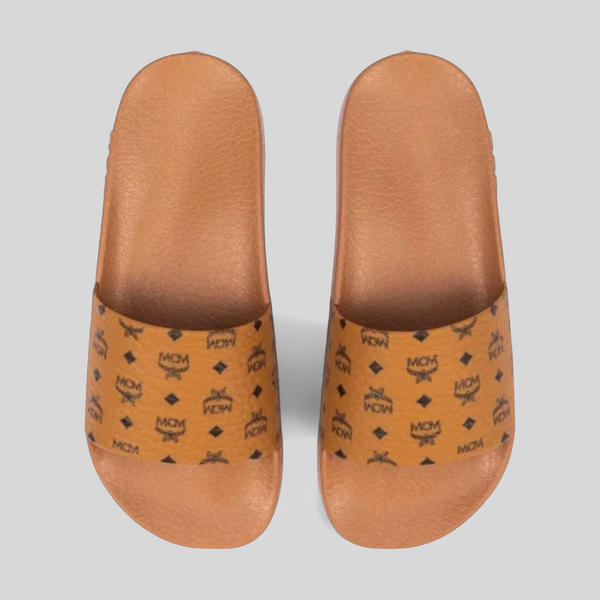 MCM Men's Monogram Print Rubber Slides