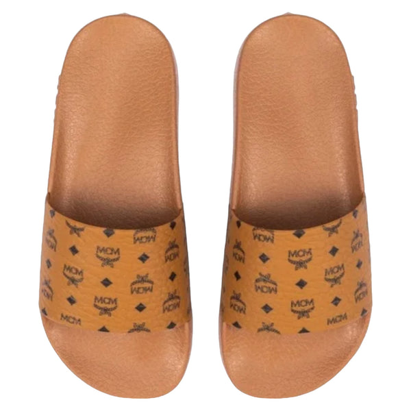 MCM Men's Monogram Print Rubber Slides