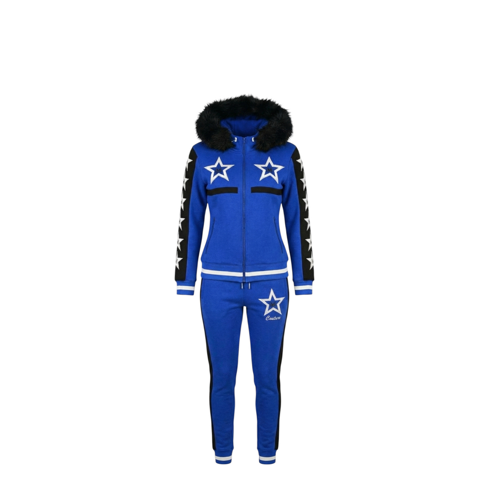 MDB Couture Women's M-Star Fur Hooded Sweatsuit