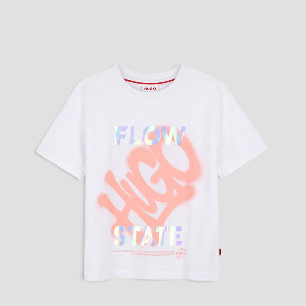 Hugo by Hugo Boss Kids 'Flow State' Iridescent Logo Graphic T-Shirt