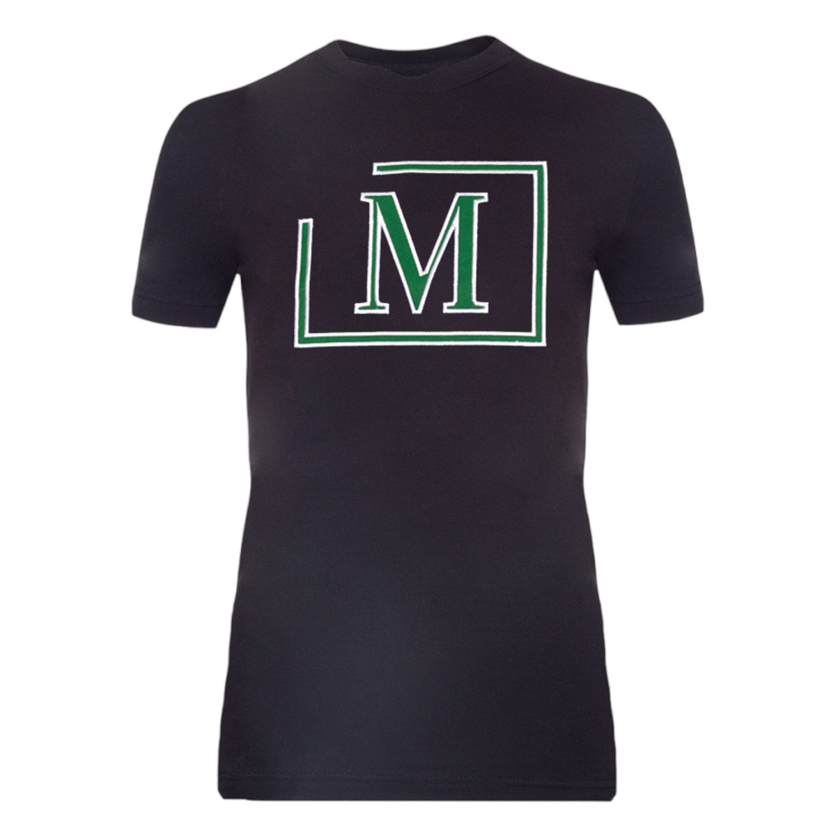 MDB Brand Women's Classic M Embroidered Logo Tee - Black w/ White Outline Logo