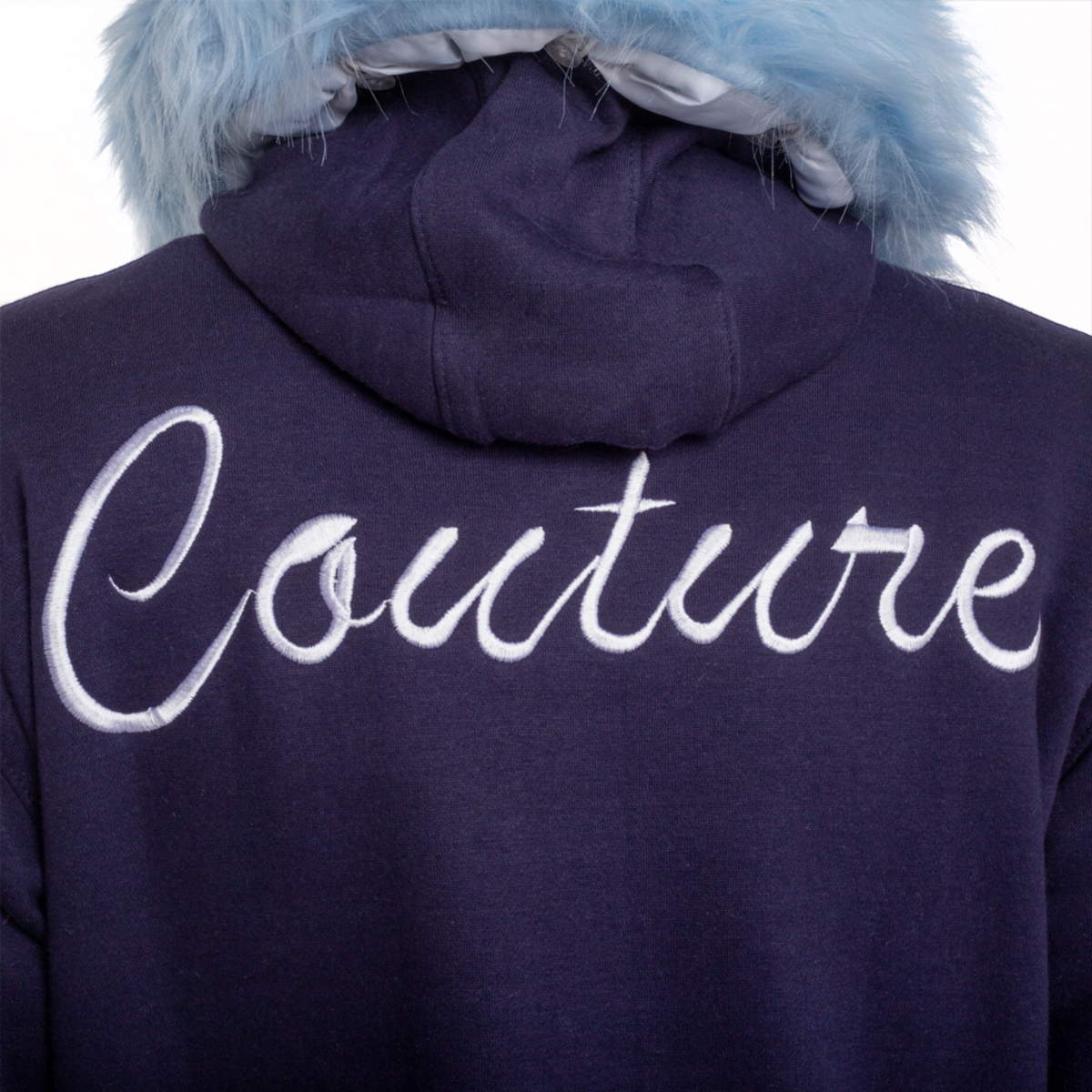 MDB Couture Men's M-Star Fur Hooded Fleece Sweatsuit - Blue