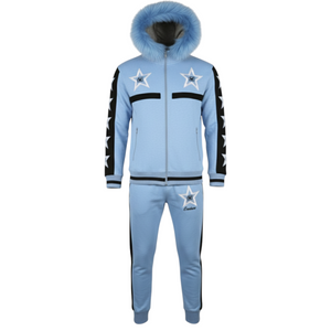 MDB Couture Men's M-Star Fur Hooded Sweatsuit