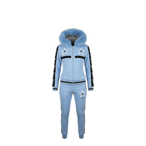 MDB Couture Women's M-Star Fur Hooded Sweatsuit