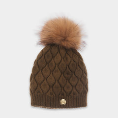 MDB Couture Women's Fur Pom Pom Beanie
