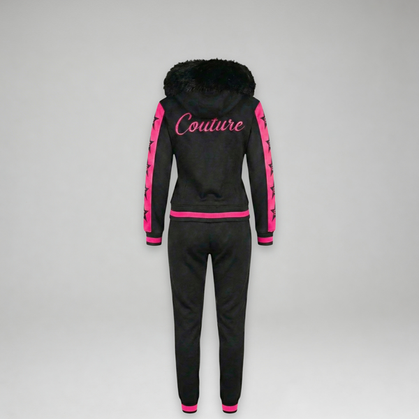 MDB Couture Women's M-Star Fur Hooded Sweatsuit
