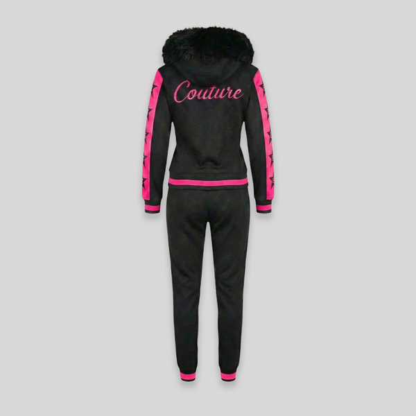 MDB Couture Women's M-Star Fur Hooded Sweatsuit