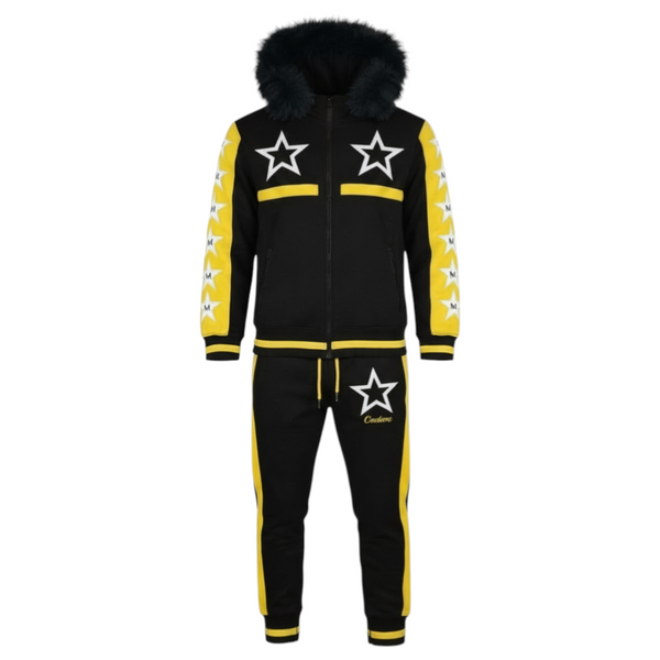 MDB Couture Men's M-Star Fur Hooded Sweatsuit