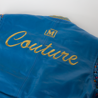MDB Couture Women's Basket Weave Leather Jacket - Sky