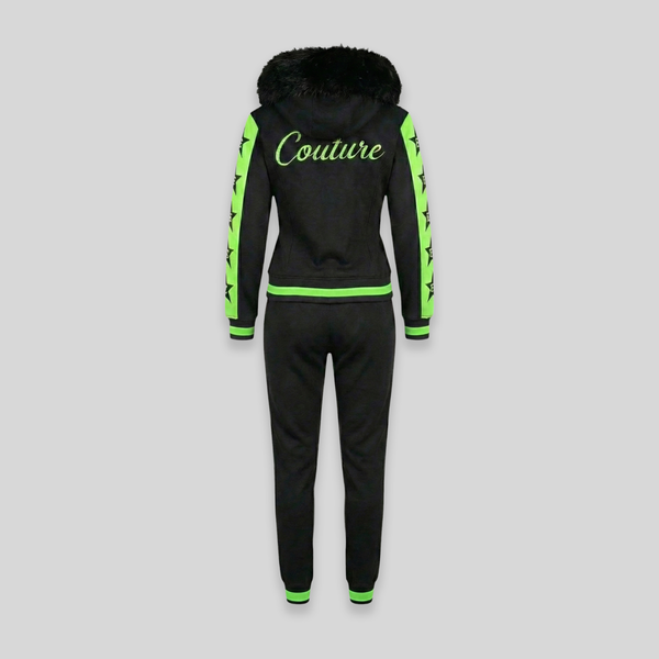 MDB Couture Women's M-Star Fur Hooded Sweatsuit
