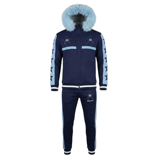 MDB Couture Men's M-Star Fur Hooded Sweatsuit