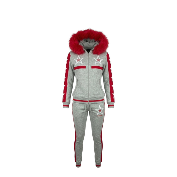 MDB Couture Women's M-Star Fur Hooded Sweatsuit