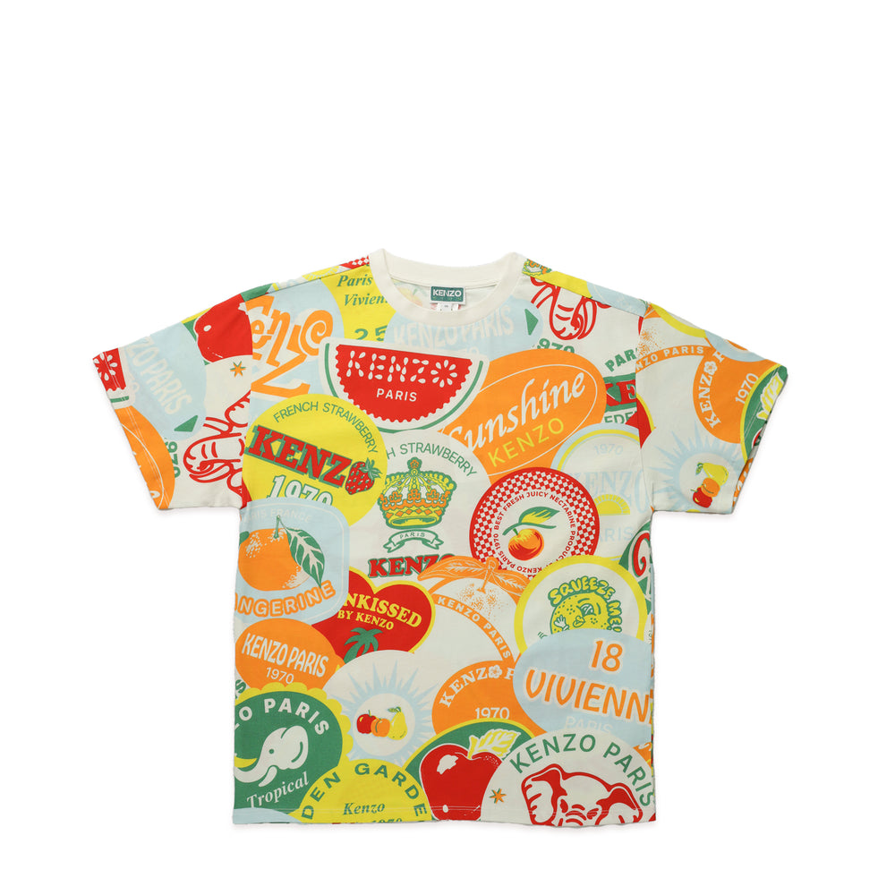Kenzo Kids All-Over Print Fruit Sticker Logo T-Shirt