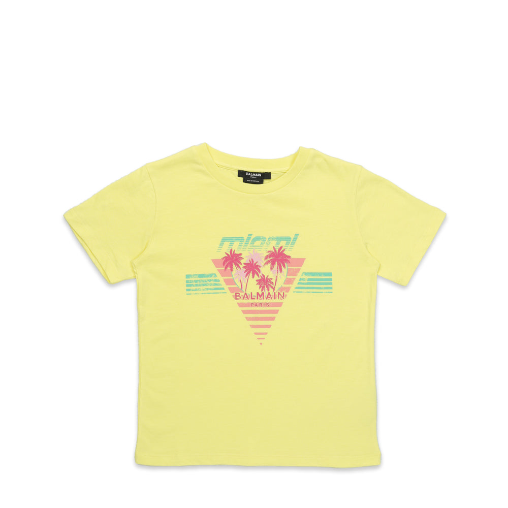 Balmain Kids Palm Tree Logo T-Shirt