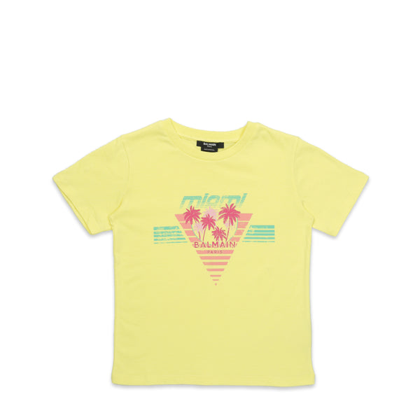 Balmain Kids Palm Tree Logo T-Shirt