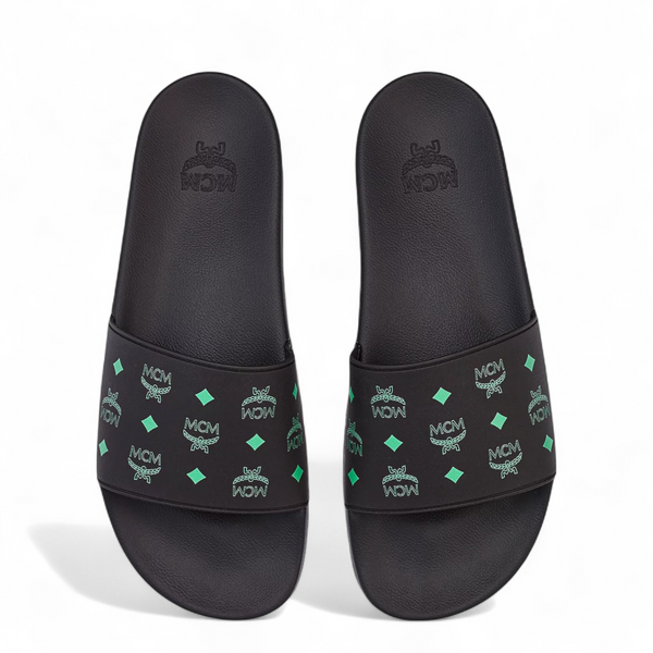 MCM Men's Color Splash Monogram Print Rubber Slides
