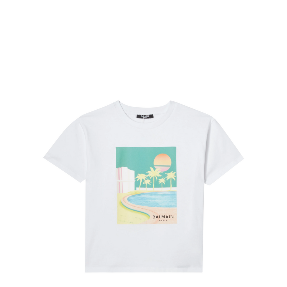 Balmain Kids Miami Graphic Cotton T-shirt