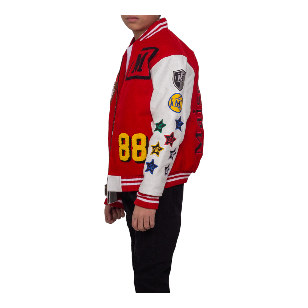 MDB Brand Kid's Varsity Jacket - Red White