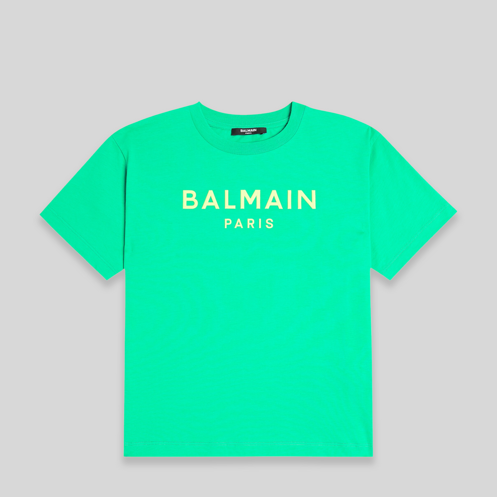 Balmain Kids Raised Neon Logo T-Shirt