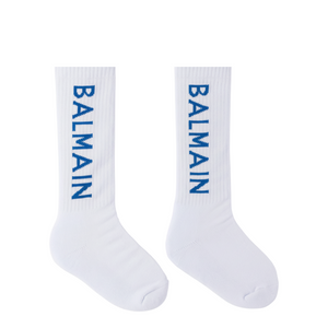 Balmain Kids Jacquard Logo Crew Socks