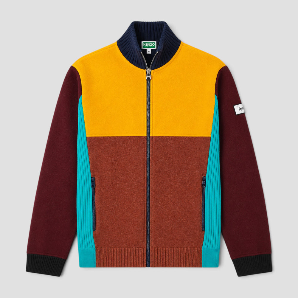 Kenzo Men's Color Block Wool Full-Zip Cardigan Sweater