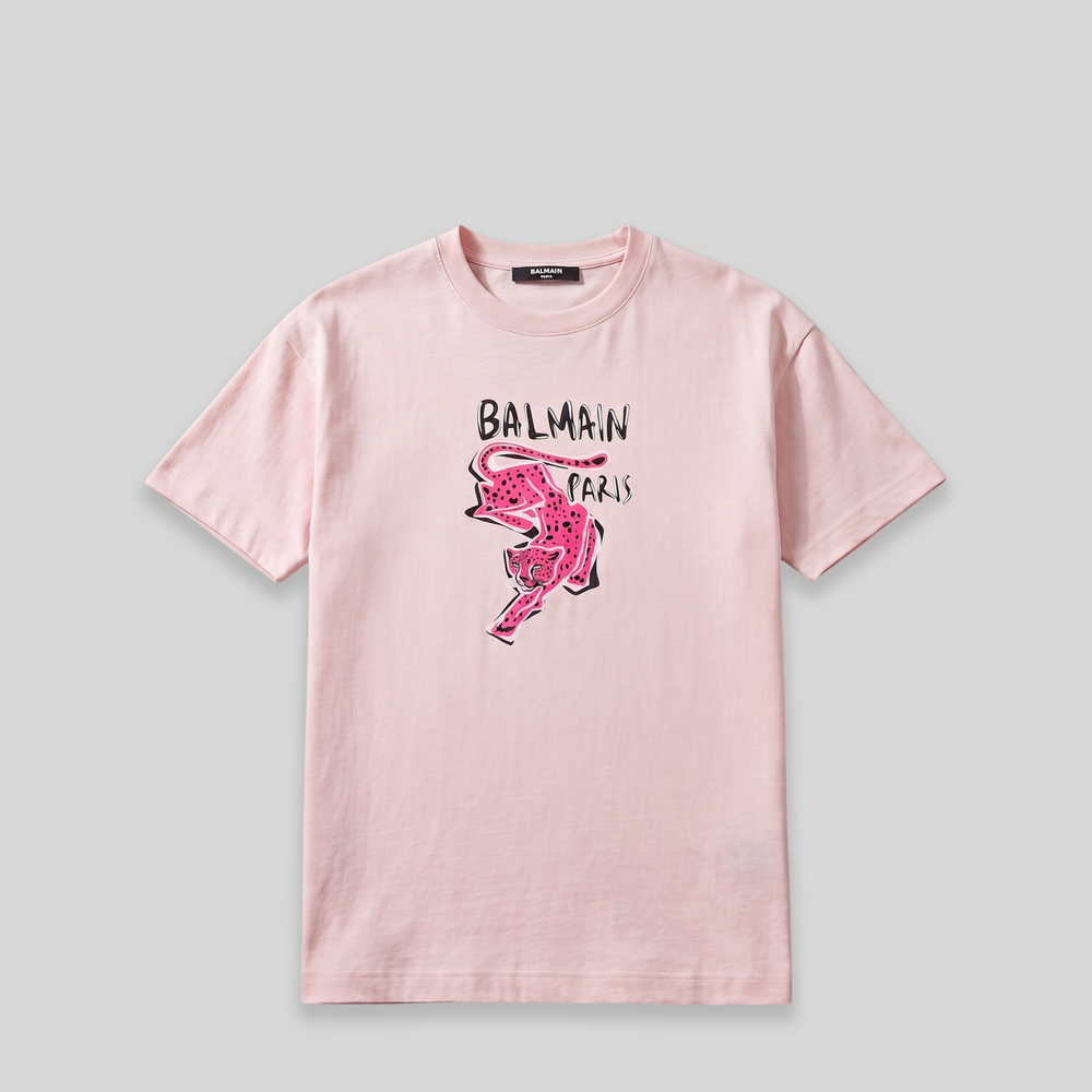 Balmain Kids Girl's Leopard Print Logo Oversized T-Shirt