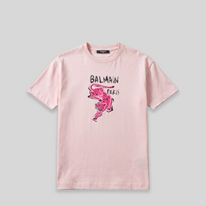 Balmain Kids Girl's Leopard Print Logo Oversized T-Shirt