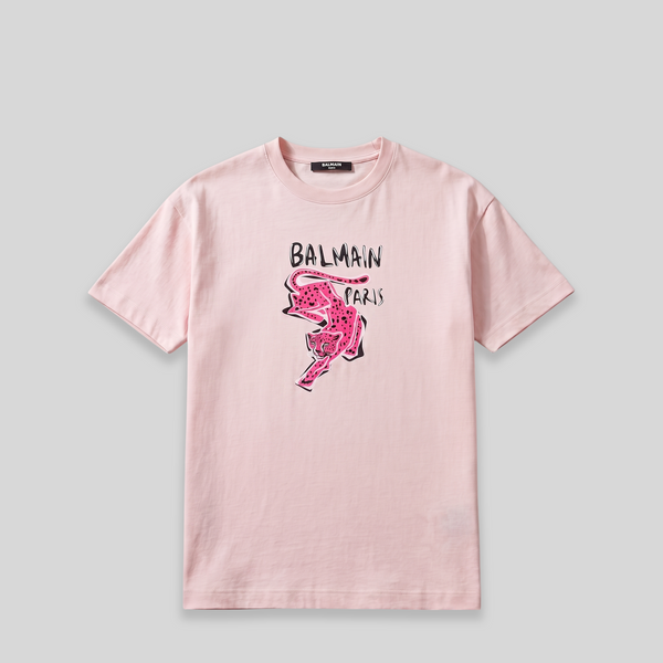 Balmain Kids Girl's Leopard Print Logo Oversized T-Shirt
