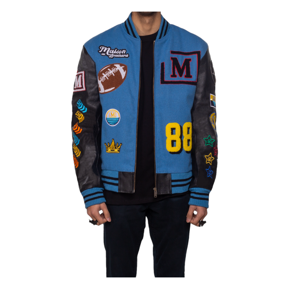 MDB Brand Men's Varsity Letterman Jacket V2 - Sky Blue