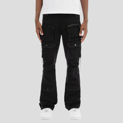 Hidden Treasures Multi-Pocket Cargo Stacked Jeans
