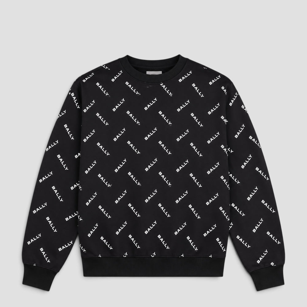 Bally Men's Monogram Sweatshirt in Dark Blue Cotton
