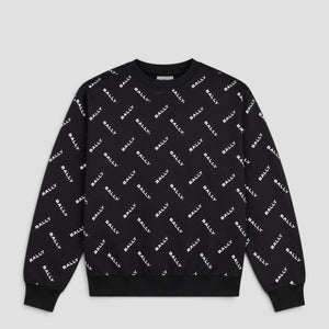 Bally Men's Monogram Sweatshirt in Dark Blue Cotton