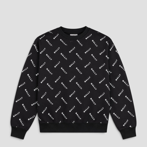 Bally Men's Monogram Sweatshirt in Dark Blue Cotton
