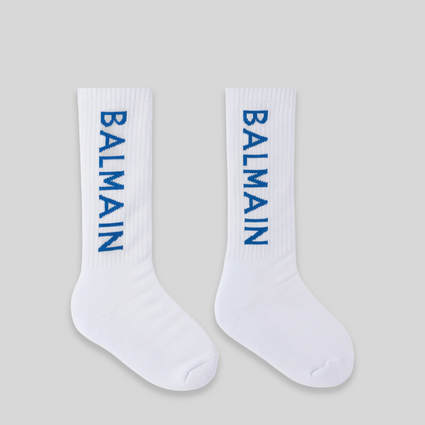 Balmain Kids Jacquard Logo Crew Socks