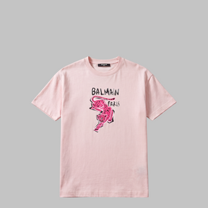 Balmain Kids Girl's Leopard Print Logo Oversized T-Shirt