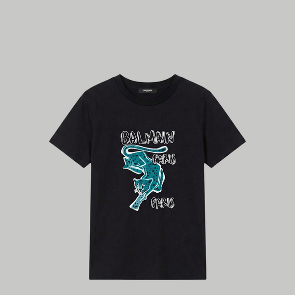 Balmain Kids Leopard Print Logo T-Shirt
