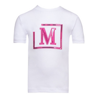 MDB Brand Kid's Classic M Embroidered Logo Camouflage Pattern Tee - White w/ Vivid Color