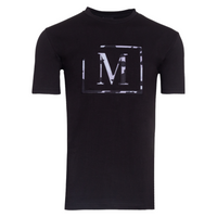 MDB Brand Men's Classic M Embroidered Logo Camouflage Pattern Tee - Black w/ Nature Colors
