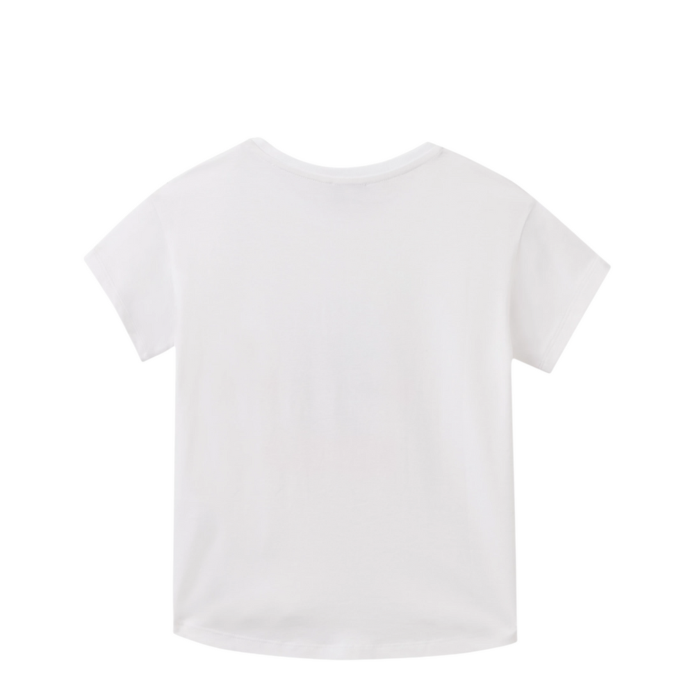 White t-shirt with Kenzo logo and graphic design on a white background