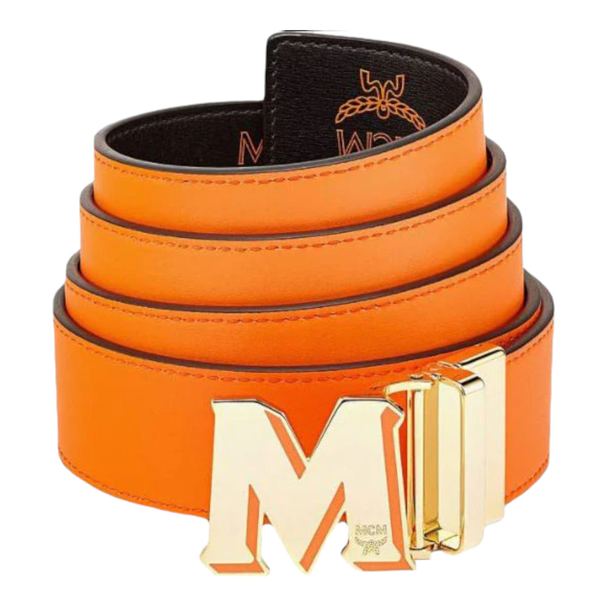 MCM Claus Epoxy M Reversible Belt 1.5" in Embossed Leather