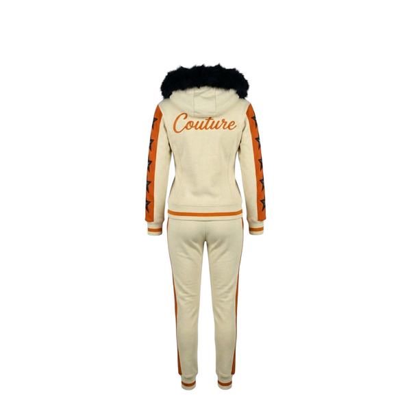 MDB Couture Women's M-Star Fur Hooded Sweatsuit