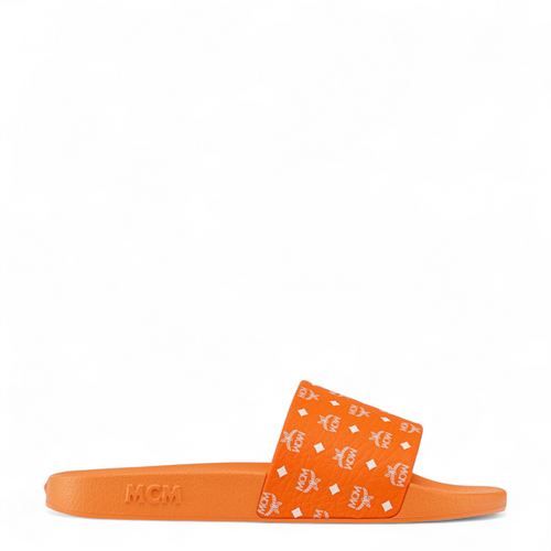 MCM Men's Monogram Print Rubber Slides