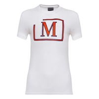 MDB Brand Women's Classic M Embroidered Logo Tee - White w/ Bright Logo