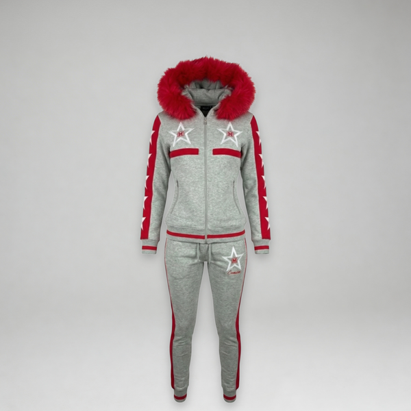 MDB Couture Women's M-Star Fur Hooded Sweatsuit