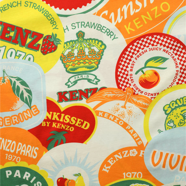 Kenzo Kids All-Over Print Fruit Sticker Logo T-Shirt