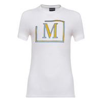 MDB Brand Women's Classic M Embroidered Logo Tee - White w/ Bright Logo