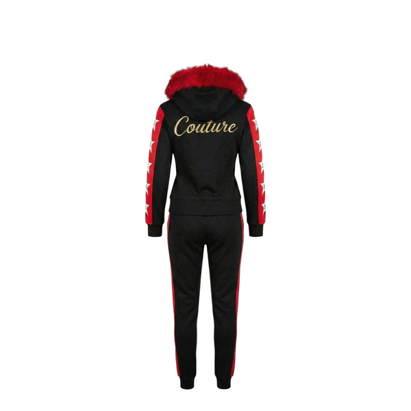 MDB Couture Women's M-Star Fur Hooded Sweatsuit